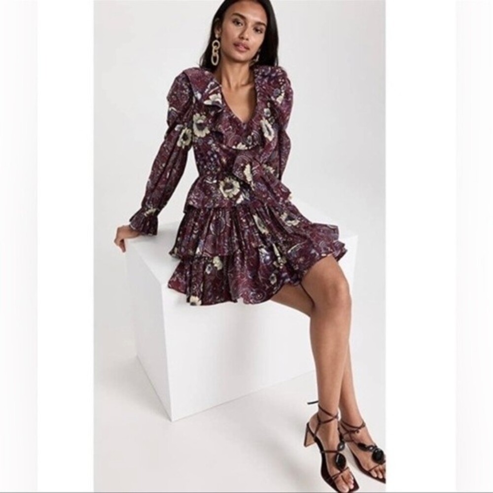 NEW Ulla Johnson Lola Floral Tiered Minidress in Heliotrope Sz 2 NWT